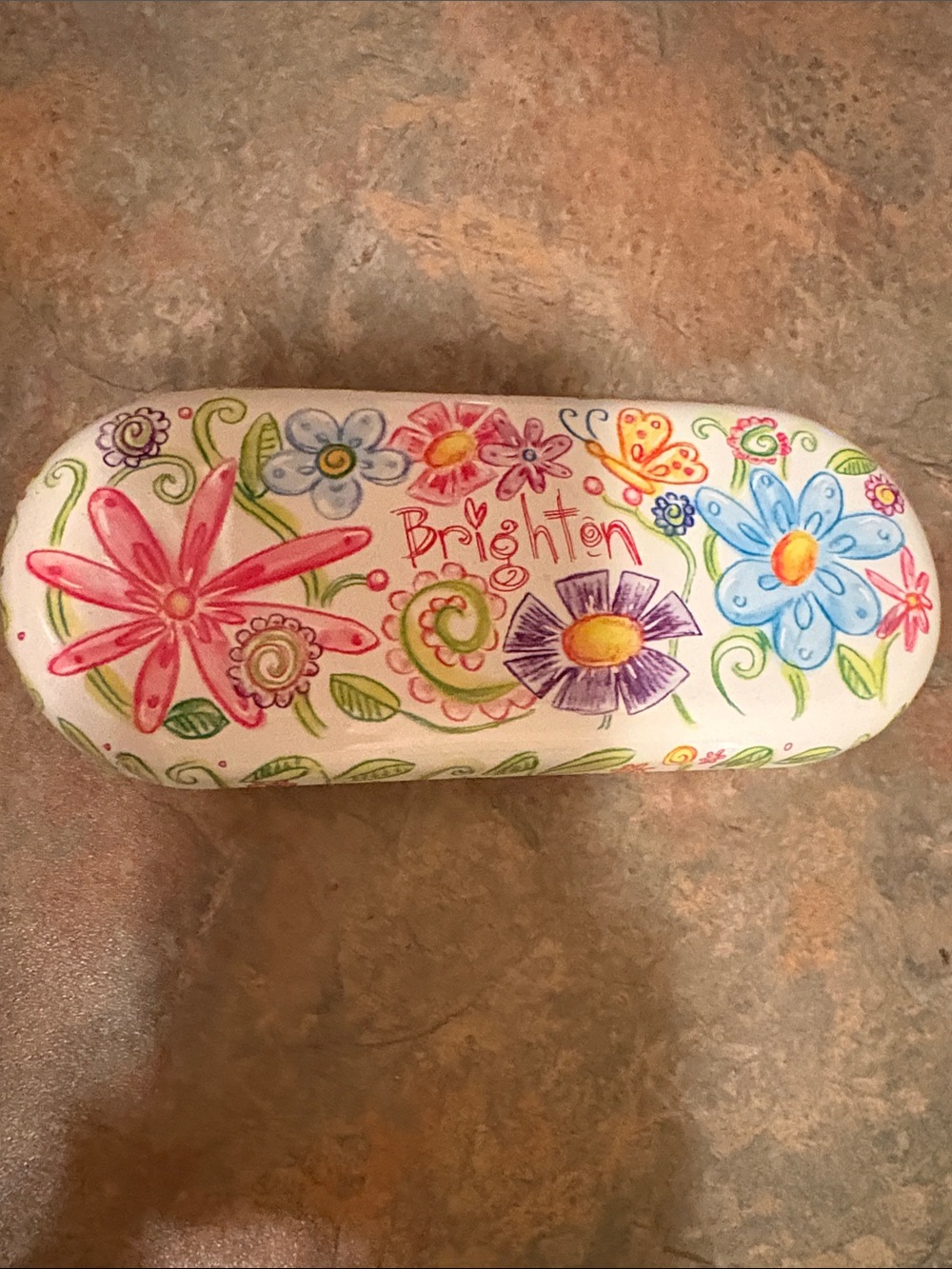 Brighton White Floral & Butterfly Hard Sunglasses Case